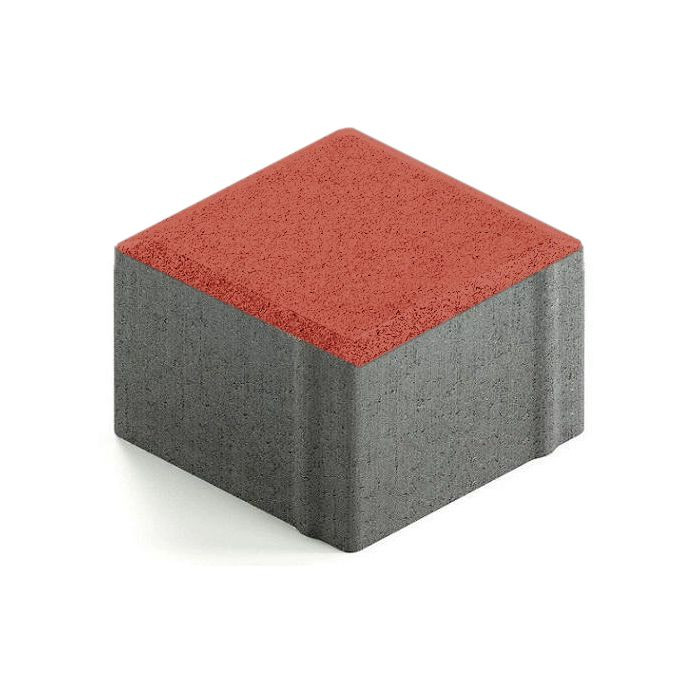 Тротуарная плитка 342 механический завод Квадрат 100х100х80 мм, красный яркий